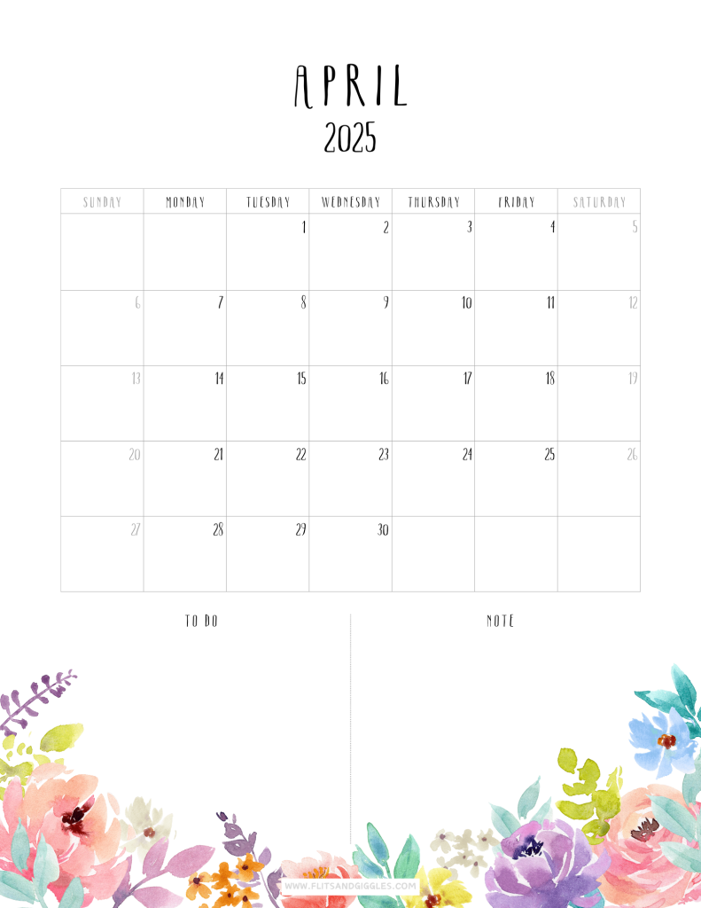 Boho style calendar - April - Click to download