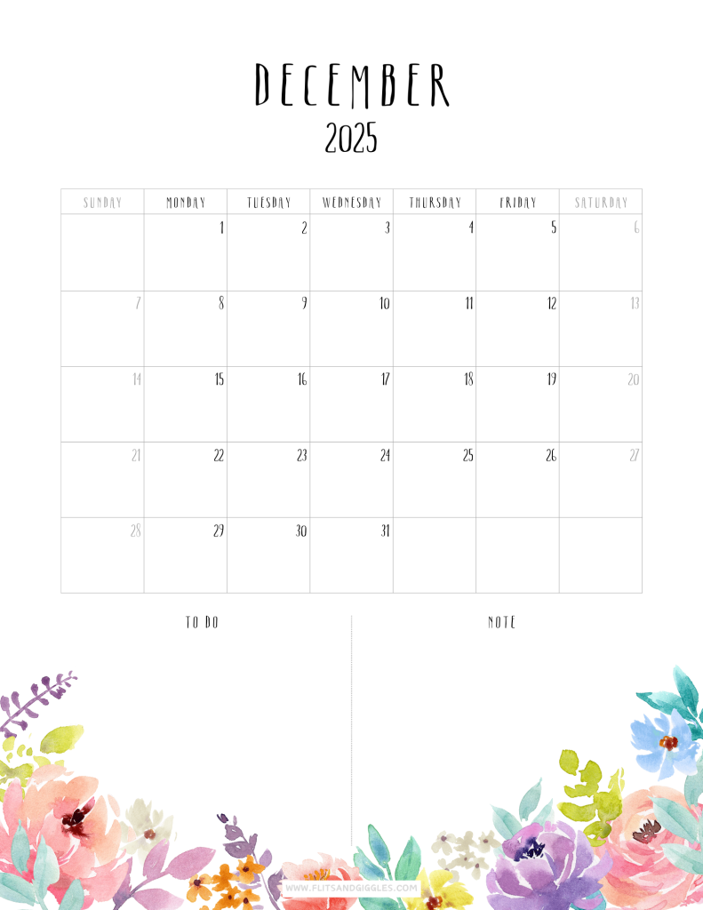 Boho style calendar - December - Click to download