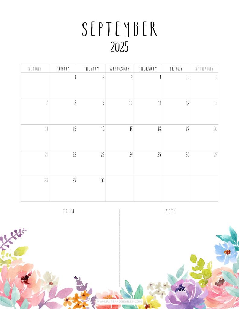 Boho style calendar - September - Click to download