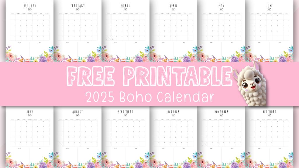 Beautiful boho calendar for 2025.